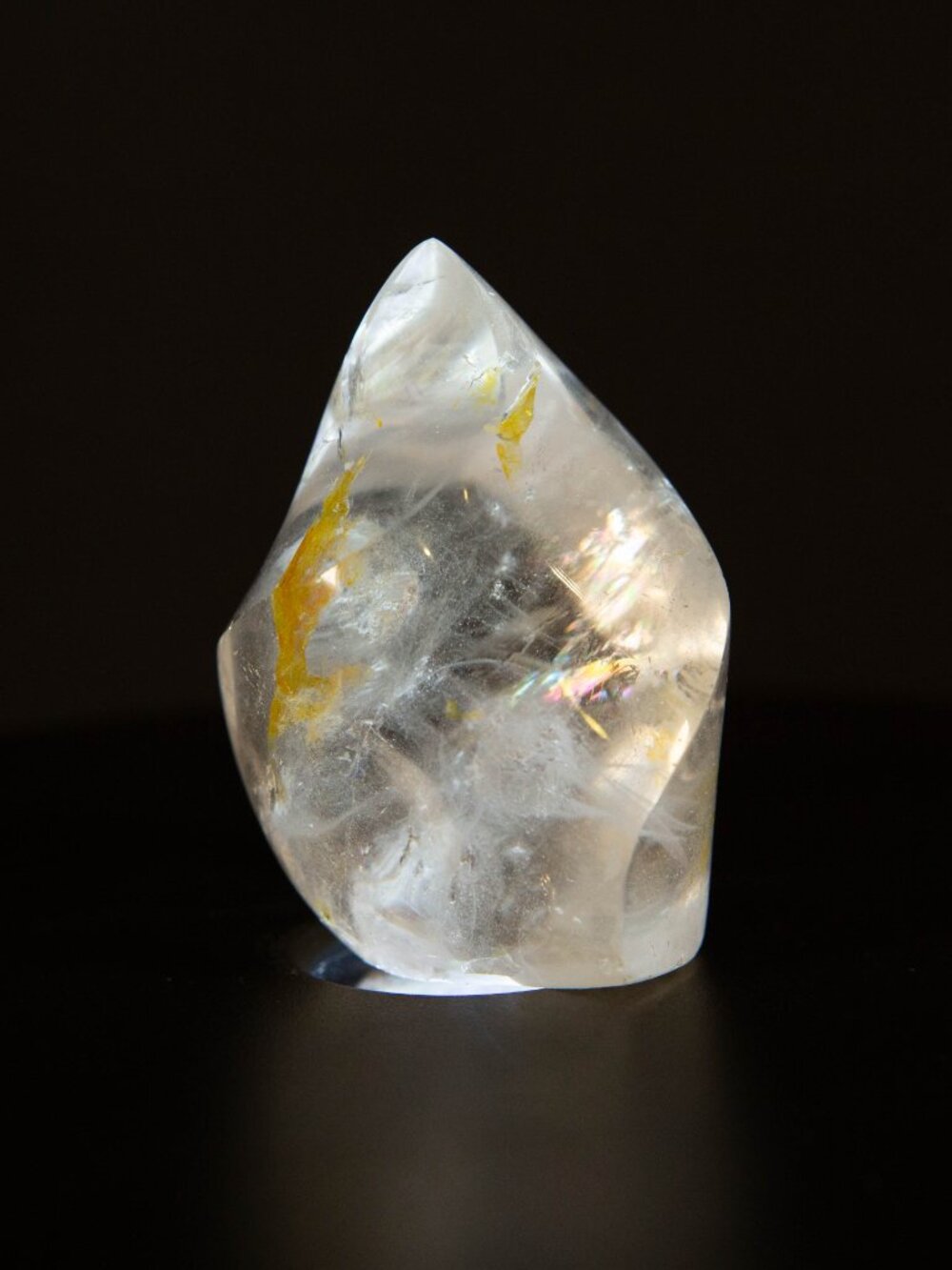AA+ Clear Quartz Flame Crystal Rainbow & Golden Healer Inclusions 2.5” - Picture 15 of 16